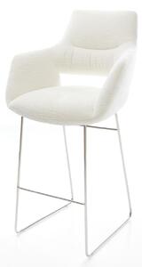 DELIFE Barová stolička Yago-Flex bouclé mäkký béžová tenká podstava nerezová oceľ strieborno sivá vrecková pružina