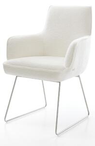 DELIFE Jedálenská stolička Heira-Flex s opierkami bouclé mäkký béžová tenká podstava nerezová oceľ vrecková pružina