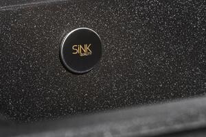 Sink Quality Ferrum, kuchynský granitový drez 565x510x205 mm + čierny sifón, čierna škvrnitá-Brocade, SKQ-FER.B.1K60.XB