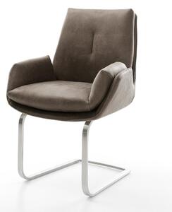 DELIFE Jedálenská stolička Clea-Flex mikrovlákno taupe vintage jedálenská stolička plochý nerezová oceľ