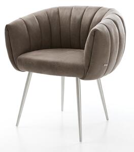 DELIFE Jedálenská stolička Jada-Flex mikrovlákno taupe vintage 4-nohá zúžená nerezová oceľ vrecková pružina