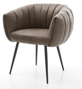 DELIFE Jedálenská stolička Jada-Flex mikrovlákno taupe vintage 4-nohá zúžená čierna vrecková pružina