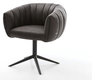 DELIFE Jedálenská stolička Jada-Flex mikrovlákno antracitová vintage čierna krížová podstava 360° otočná hojdacia funkcia vrecková pružina