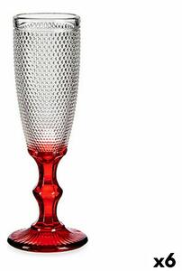 Vivalto Pohár šampanského Červená Transparentná Bodky Sklo 6 kusov (180 ml)
