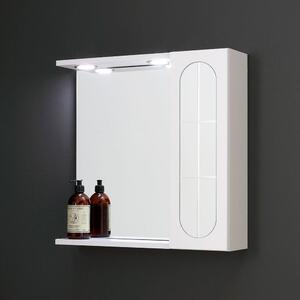 Kúpeľňová Zrkadlová Skrinka 58 Cm Biela S Anglickými Dvierkami A Led Bodovým Osvetlením