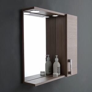 Kúpeľňové Zrkadlo 58 Cm S Bočnými Dvierkami S Efektom Dubového Dreva S Led Osvetlením
