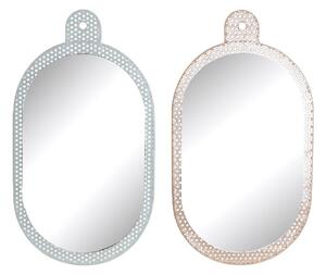 Nástenné zrkadlo DKD Home Decor Biela Ružová Kov Sklo 22 x 1,5 x 40 cm (2 kusov)