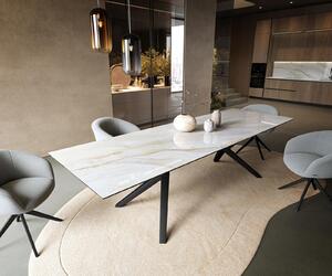 DELIFE Jedálenský stôl Edge 300×100 cm keramika onyx perla Zenthara hranatý kov čierna