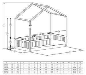 Detská posteľ domček Emily 1 - 90 x 200 cm/sivá
