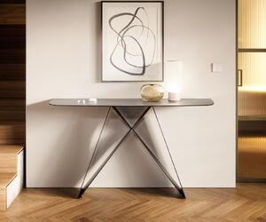 DELIFE Konzolový stolík Edge zaoblený 140×40 cm keramika betón sivá Velio kov čierna