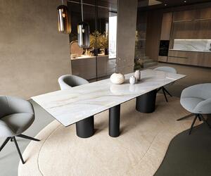 DELIFE Jedálenský stôl Edge 300×100 cm keramika onyx perla Troa kov čierna