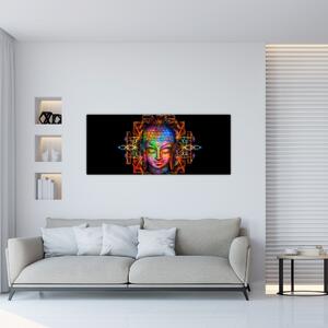 Obraz - Busta Budhu v neónových farbách (120x50 cm)