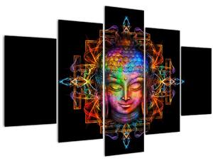 Obraz - Busta Budhu v neónových farbách (150x105 cm)