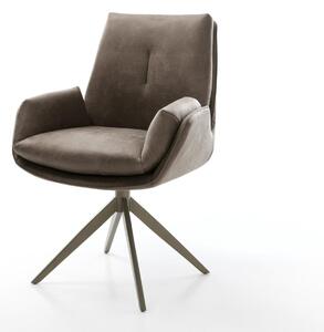 DELIFE Jedálenská stolička Clea-Flex mikrovlákno taupe vintage krížová podstava široká titánová farba 360° otočná hojdacia funkcia