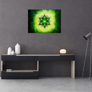 Obraz - Kvetinová mandala v zelenom pozadí (70x50 cm)
