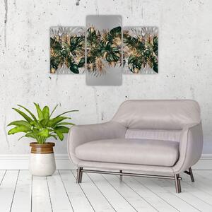 Obraz - Zlato-zelené tropické listy (90x60 cm)