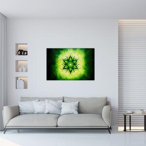 Obraz - Kvetinová mandala v zelenom pozadí (90x60 cm)