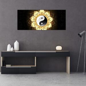 Obraz - Zlatý Yin-Yang (120x50 cm)