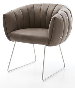 DELIFE Jedálenská stolička Jada-Flex mikrovlákno taupe vintage tenká podstava nerezová oceľ vrecková pružina