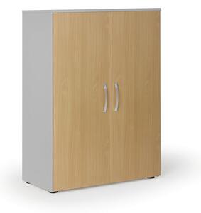 Kancelárska skriňa s dverami PRIMO KOMBI, 2 police, 1129 x 800 x 400 mm, biela / dub prírodný