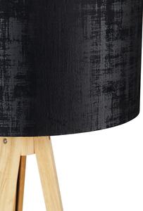 Stojacia lampa drevená s látkovým tienidlom čierna 50 cm - Statív Classic