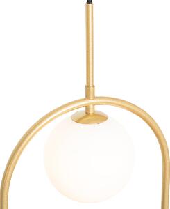 Art deco závesná lampa zlatá s bielym sklom 3 svetielka - Isabella
