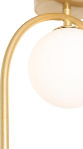 Stropná lampa v štýle Art Deco zlatá s bielym sklom - Isabella