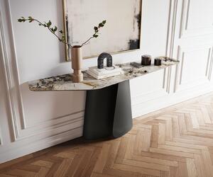 DELIFE Konzolový stolík Edge polygonálny 180×50 cm keramika patagonia leštená Livos kov čierna