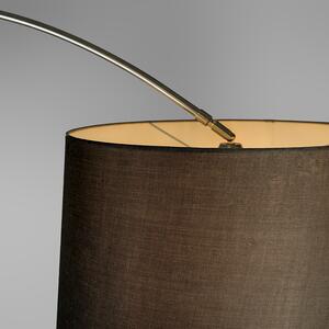 Oblúková lampa oceľová látková tienidlo čierna 45 cm - XXL
