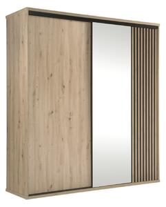 Šatníková skriňa NALANI 200cm, dub artisan + čierna