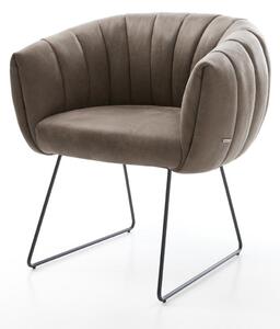 DELIFE Jedálenská stolička Jada-Flex mikrovlákno taupe vintage čierna tenká podstava vrecková pružina
