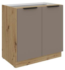 Kondela Dolná kuchynská skrinka Frisbo 80 D 2F BB - sandgrau / dub artisan