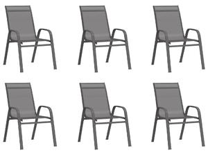 Stohovateľné záhradné stoličky 6 ks sivé textilénová látka