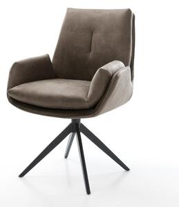 DELIFE Jedálenská stolička Clea-Flex mikrovlákno taupe vintage krížová podstava široká čierna 360° otočná hojdacia funkcia