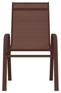Stohovateľné záhradné stoličky 4 ks hnedé textilénová látka