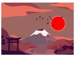 Sklenený obraz - Ilustrácie hory Fuji (70x50 cm)