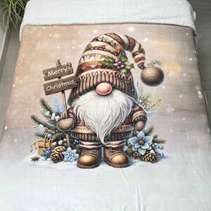 Vianočná deka luxury baranková z mikroplyšu Škriatok hnedý 150x200cm TiaHome