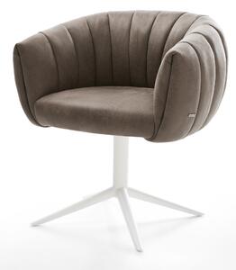 DELIFE Jedálenská stolička Jada-Flex mikrovlákno taupe vintage krížová podstava biela 360° otočná hojdacia funkcia vrecková pružina