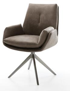 DELIFE Jedálenská stolička Clea-Flex mikrovlákno taupe vintage krížová podstava široká grafitová 360° otočná s hojdacou funkciou