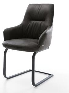 DELIFE Jedálenská stolička Zelia-Flex s opierkami mikrovlákno antracitová vintage jedálenská stolička plochá čierna vrecková pružina
