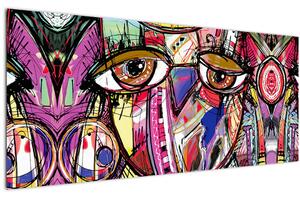 Obraz - Street art - sova (120x50 cm)