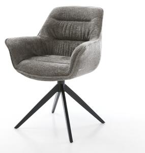 DELIFE Jedálenská stolička Kaira-Flex bouclé mäkký tmavobéžová krížová podstava široká čierna 360° otočná hojdacia funkcia