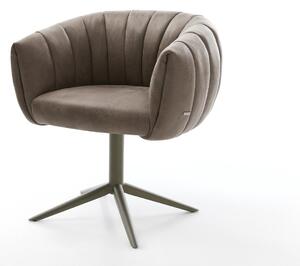 DELIFE Jedálenská stolička Jada-Flex mikrovlákno taupe vintage podstava titánová farba 360° otočný hojdacia funkcia vrecková pružina
