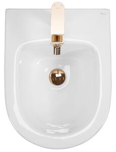 Závesná WC misa REA CARLO Mini Rimless - biela-zlatý okraj