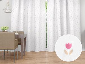 Biante Dekoračný záves TF-115 Farebné tulipániky na bielom 140x260 cm