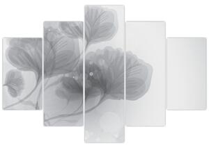 Obraz kvetov v šedých odtieňoch (150x105 cm)