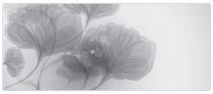Obraz kvetov v šedých odtieňoch (120x50 cm)