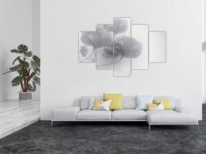 Obraz kvetov v šedých odtieňoch (150x105 cm)