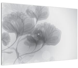 Obraz kvetov v šedých odtieňoch (90x60 cm)