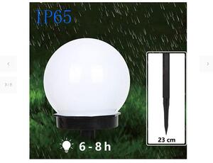 Verk 12285 Záhradná solárna lampa guľa biela, 10 cm, IP65, 4 ks